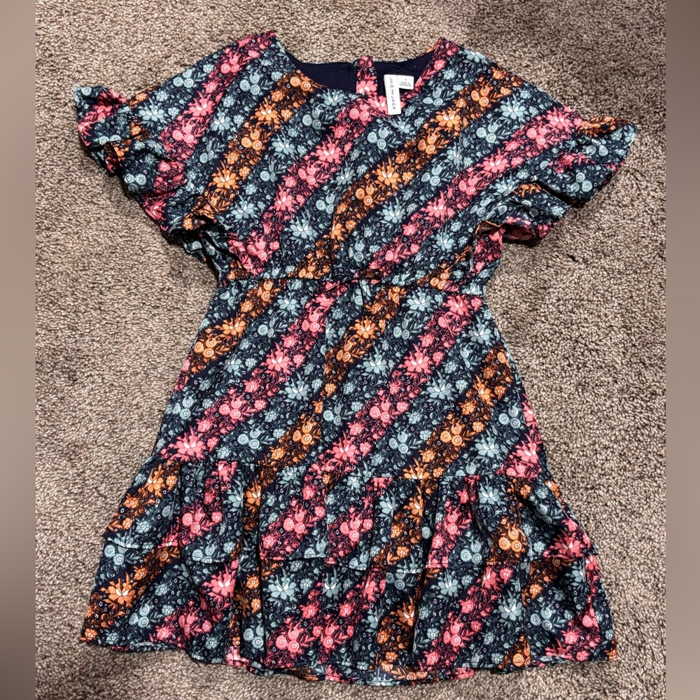 Janie and Jack Multicolor Floral Ruffle Dress Size 7 NWOT